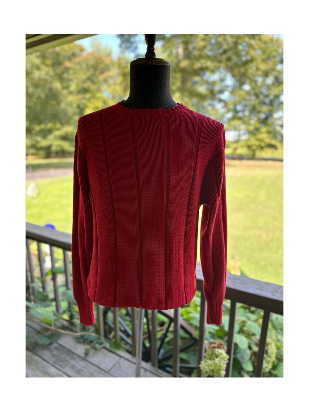 Polo by Ralph Lauren 90s Vintage Red Wide Ribbed Crewneck Men’s Sweater Size XL
